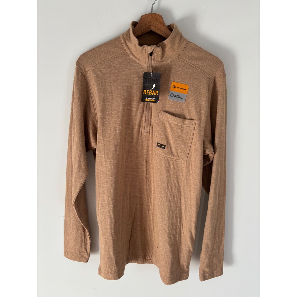 Ariat Rebar Foundation 1/4 Zip Shirt Mens Small Tiger's Eye Brown NEW - Picture 6 of 9